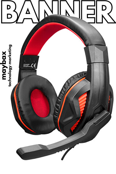 Maybax BANNER Siyah/Kırmızı Gaming Oyuncu Mikrofonlu Kulaklık
