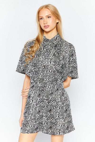 Michael Kors Women Allover Print Short Sleeve Playsuit, Black
