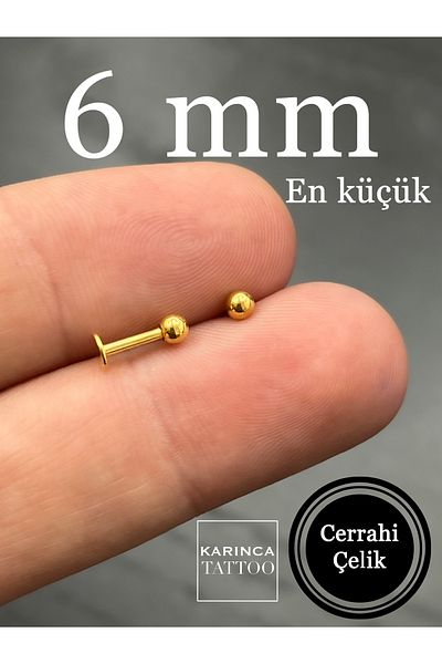 Karınca Piercing Gold Color Ear Tragus Flat Forward Helix Conch Snug Nose 6 Mm Shortest Piercing