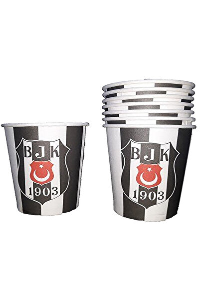 Beşiktaş 8 Adet Beşiktaş Bardak Doğum Günü Parti Bardağı 200ml siyah beyaz