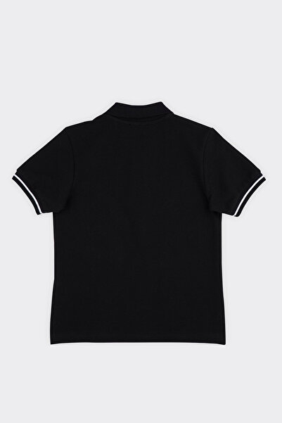 Panço Unisex Yakalı Kısa Kollu Siyah Pike Tişört