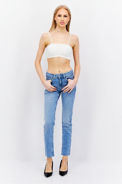 Esprit Women Slim Fit Washed Stretchable Jeans, Blue