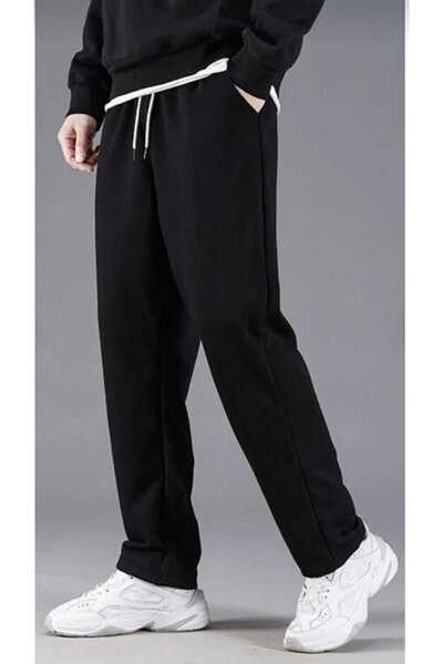 UYN SPORT Μαύρο Unisex εποχιακό φαρδύ παντελόνι με φαρδύ πόδι με χαλαρή εφαρμογή