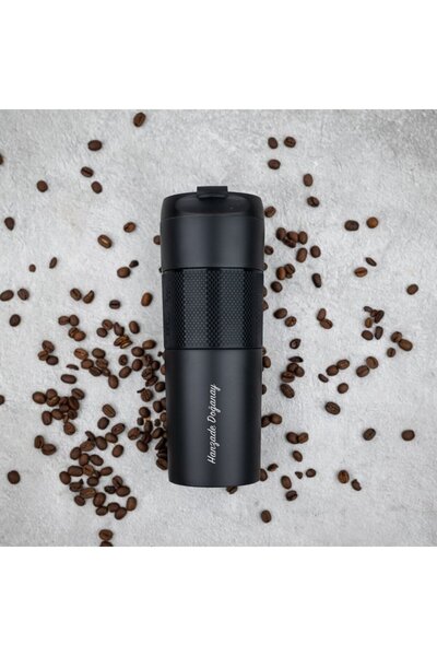Popilero Kişiye Özel İsim Baskılı Siyah French Press Termos