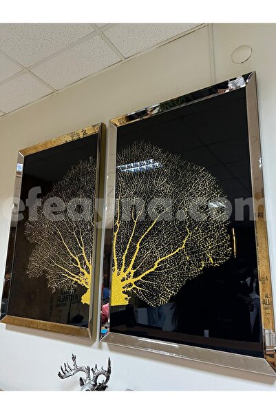 Efe Ayna MERCAN 2'Lİ BRONZ AYNA TABLO SETİ-40X60