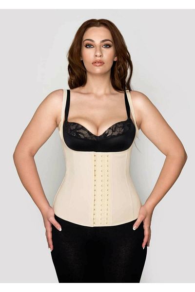MİSTİRİK Trigoso Model 4 Stage Latex Skin Corset with Hooked Waist Thinning Effect and Underwire Straps