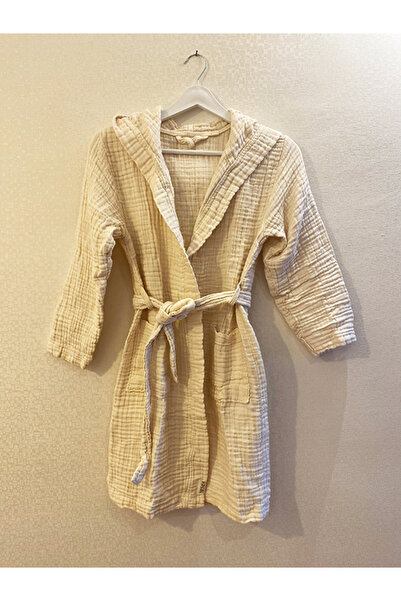 NEMM Müslin Kapüşonlu Çocuk Bornozu %100 Pamuk