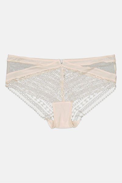 Etam Women Textured Pull On Shorty Panty, Beige