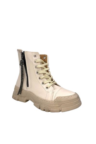 BEYAZ Μπεζ Χρώμα (SEMA) Thermo Anti-Slip Sole Fleece Παιδικές Μπότες - Καθημερινή χρήση με φερμουάρ