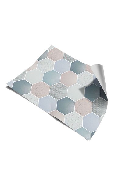 Bigaimaj Bucătărie între blaturi - acoperire cu folie adezivă, model de marmură hexagonal geometric 60cmx100cm