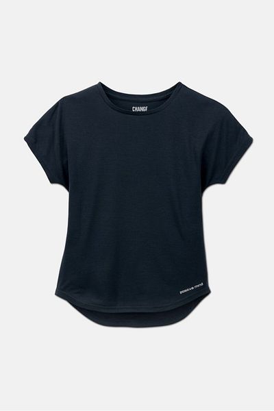 Tchibo Kids Girl 3 Pieces Round Neck Short Sleeve Plain T-shirt, Sky Blue and Navy and Red