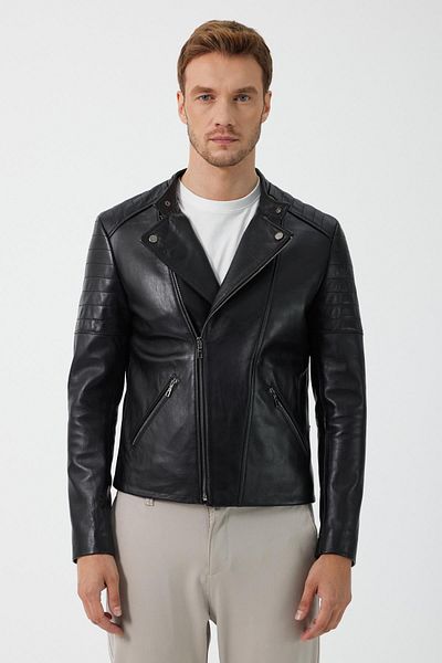 Deri Company Paolo Black Leather Coat