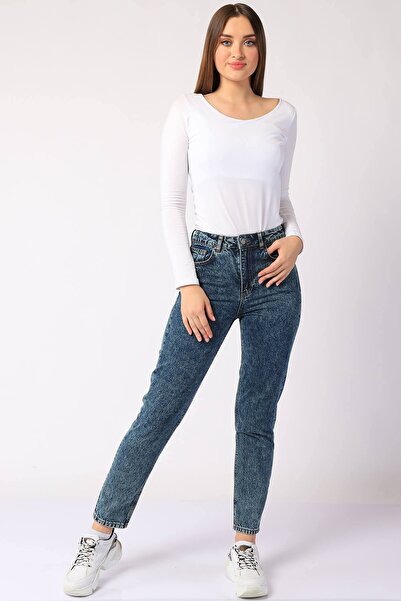 ALEXANDERGARDI Women's Mom Fit High Waist Trousers Sandy 9380-01 Dark Blue