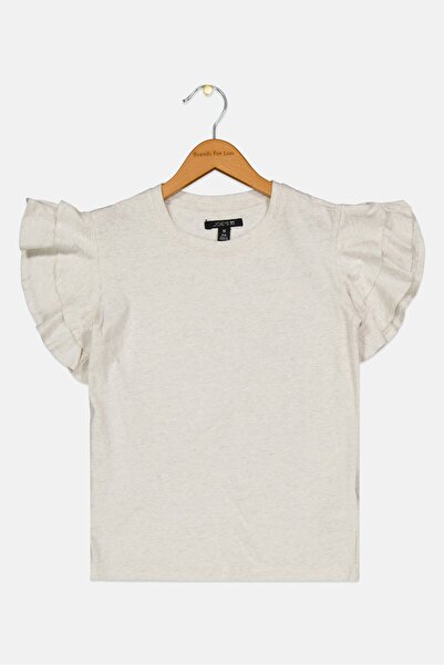 Joe's بلوزة هيذر بأكمام قصيرة ورقبة دائرية للفتيات الصغيرات، باللون الأبيض