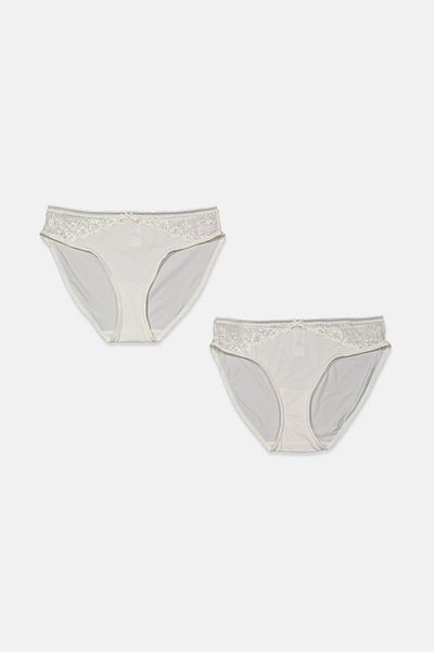 Tchibo Women 2 Pieces Plain Panty, Cream White
