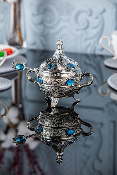 Sena Renkli Taşlı Ve Kaşıklı Metal Şekerlik (172)