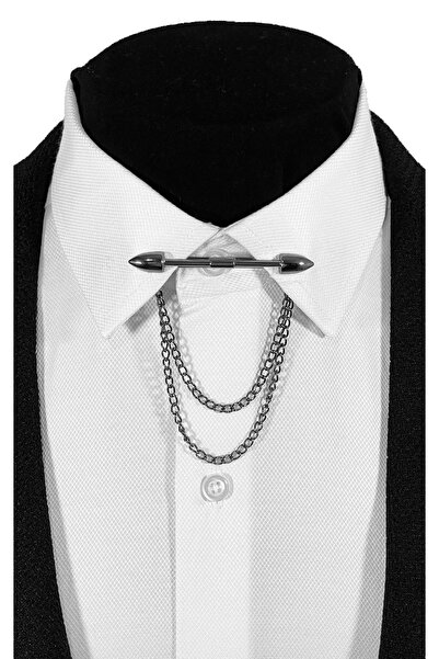 BLC Basic Line Co. NobleGrip – Koyu Gümüş Klipsli Yaka İğnesi & Zincir Seti