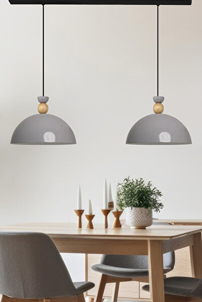 Bamyum İkili Yimpi Gri Avize Tekli Sarkıt Salon Kuaför Cafe Dekoratif Aydınla...