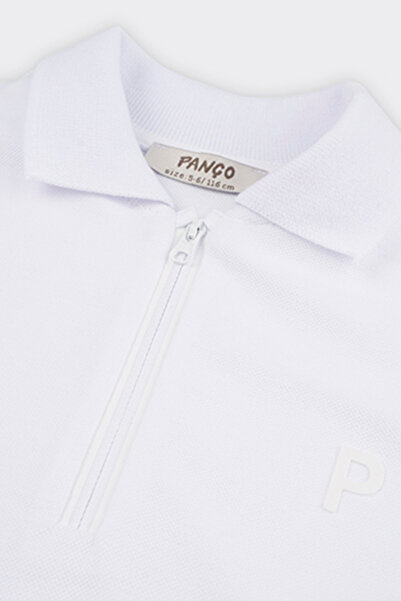 Panço Unisex Çocuk Kısa Kollu Beyaz Polo Yaka Tişört