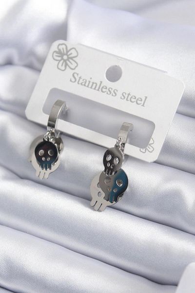 AfraBeauty 316L Steel Silver Dangle Dry Head Model Women's Earrings
