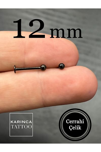 Karınca Piercing 12 mm Black Labret Conch - Lip and Ear Large Piercing