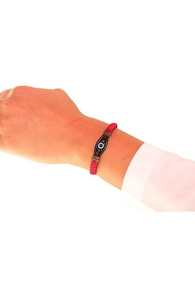 DEHNA Red String Braided and Evil Eye Beaded Leather Bracelet