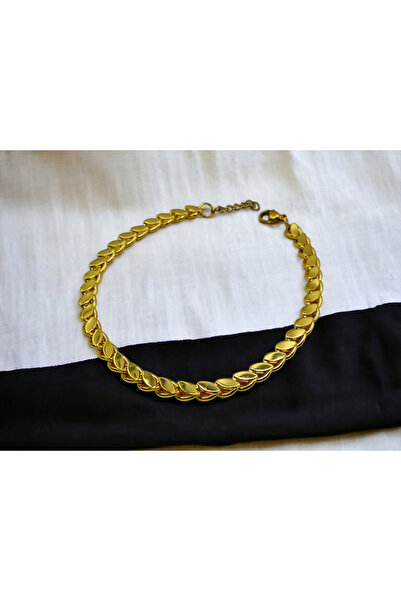i stil 14 Ayar Altın Kaplama Pullu (Arpa) Zincir Bileklik