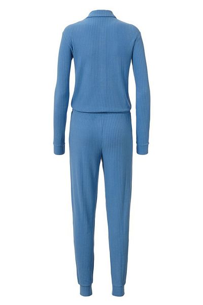 Tchibo Women Ribbed Long Sleeve Overall, Light Blue