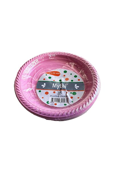 omeyva Roll-Up Kullan At Renkli Pembe Parti Davet Plastik Tabak - 17 Cm. - 25...