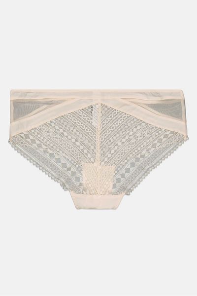 Etam Women Textured Pull On Shorty Panty, Beige