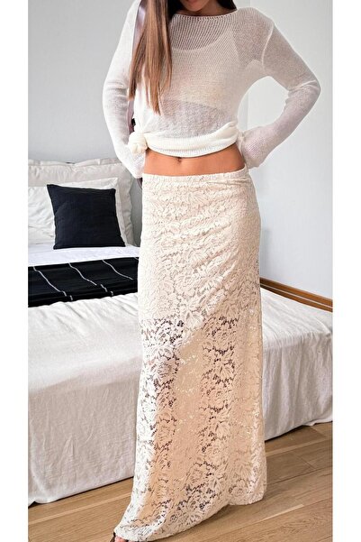 DEEP BEACH Retro dantel maxi etek