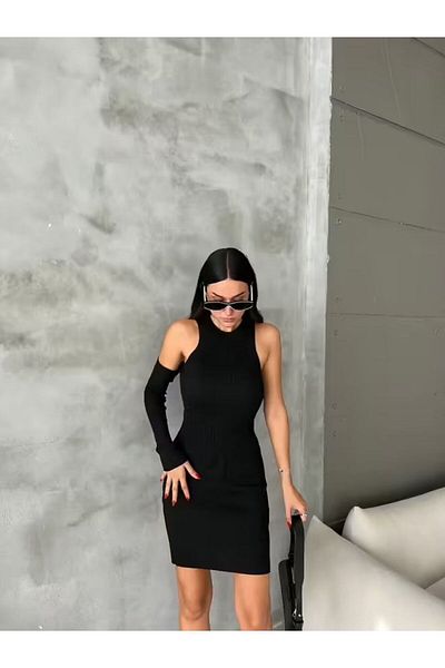 HZL Asymmetrical Design Stretch Mini Dress