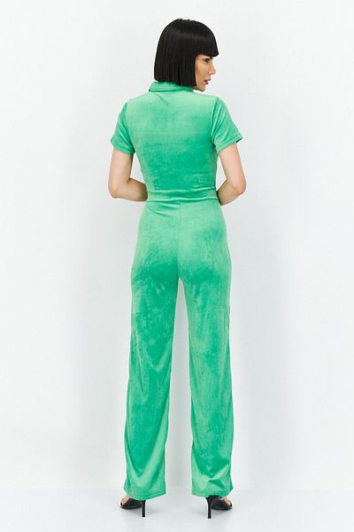 Misfit Women Embroidered Logo Short Sleeve Jumpsuit, Green