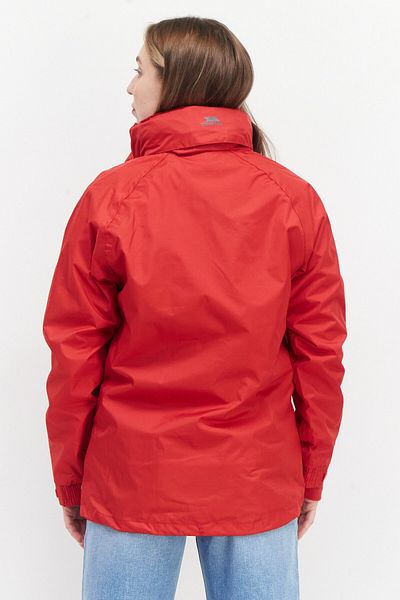 Tresspass Women High Neck Long Sleeve Solid Windbreaker Jacket, Red