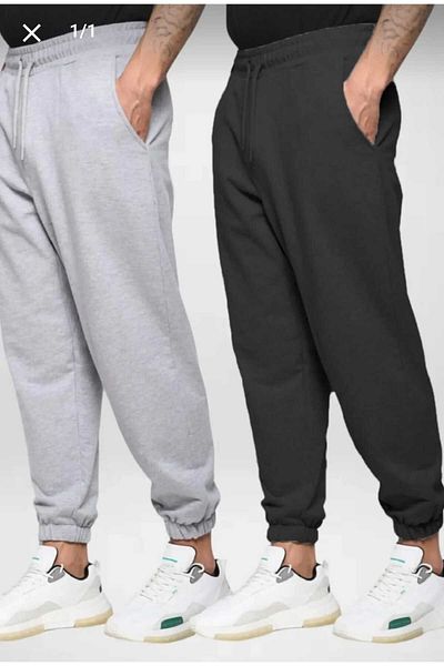 UYN SPORT Large Size 2 Pack Anthracite-Grey Winter Loose Joggers - Elastic Leg