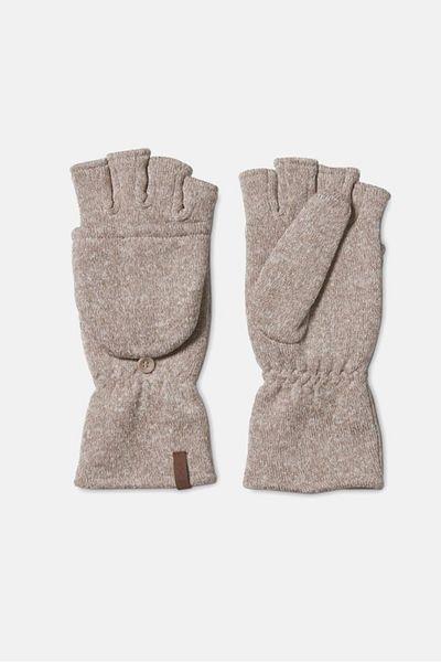 Tchibo Men Fold Over Mittens Glove, Beige And Brown