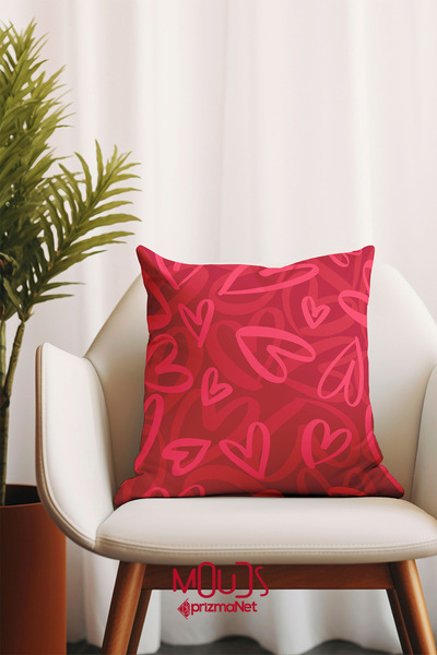 Moud's Двустранно принтирана калъфка за единична възглавница с шарка на сърца