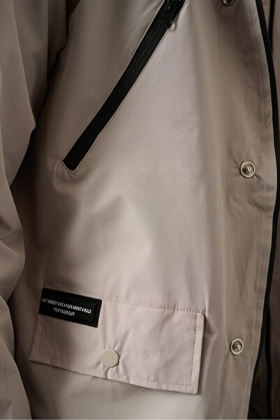 Rocqerx R-2378 Αδιάβροχο με διπλή τσέπη με επένδυση με κουκούλα