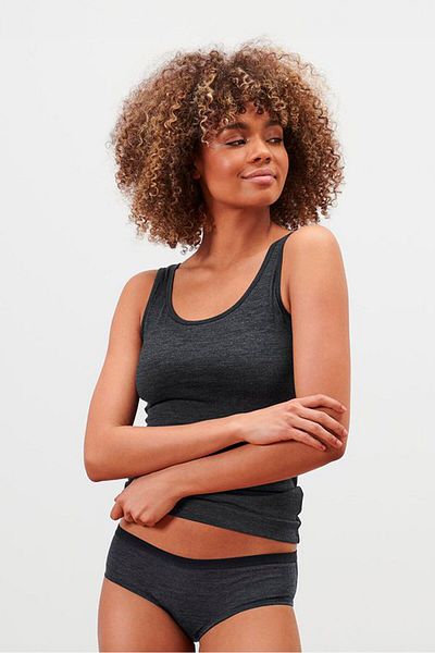 Tchibo Women 2 Pieces Round Neck Sleeveless Heather Tops and Panty Set, Black