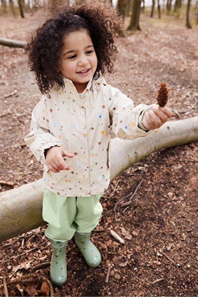 Tchibo Kids Girl Thermal Rain Jacket , Beige Combo