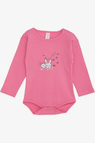 Breeze Baby Girl Snap-On Bodysuit Sleeping Bunny Printed 9 Months-3 Years, Pink
