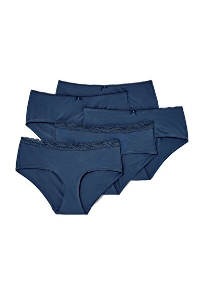 Tchibo Women 5 Pieces Solid Pantys, Navy Blue