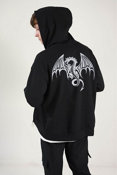memowear Ζακέτα Unisex 2ip πλεκτό ύφασμα Dragon printed