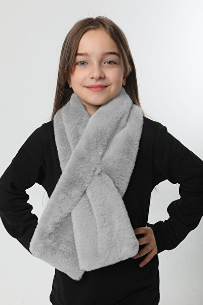 REMSA Çocuk Peluş Kaşkol Boyunluk Atkı RKB-Ç-01 Gri