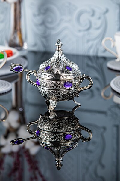 Sena Renkli Taşlı Ve Kaşıklı Metal Şekerlik (172)