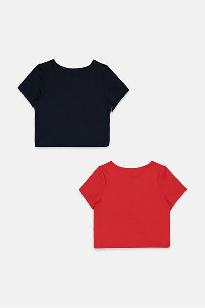 Tchibo Kids Girl 2 Pcs Short Sleeve Cropped Functional Shirt, Red