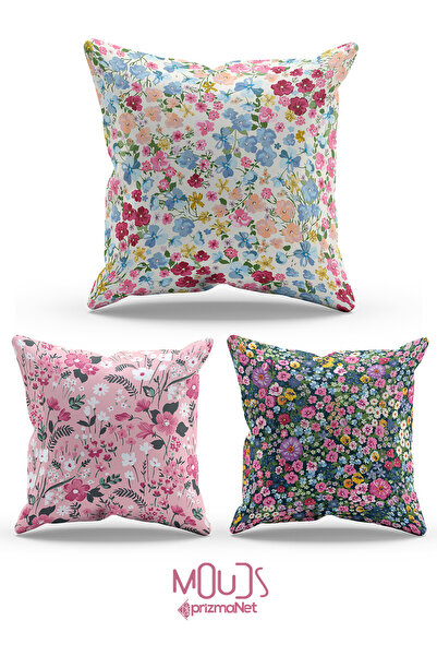 Moud's Двустранна калъфка за възглавница от велур с пастелни флорални мотиви,...