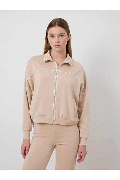 LEVURE Oversize Sweatshirt and Wide Leg Trousers - Piping Detailed Double Set