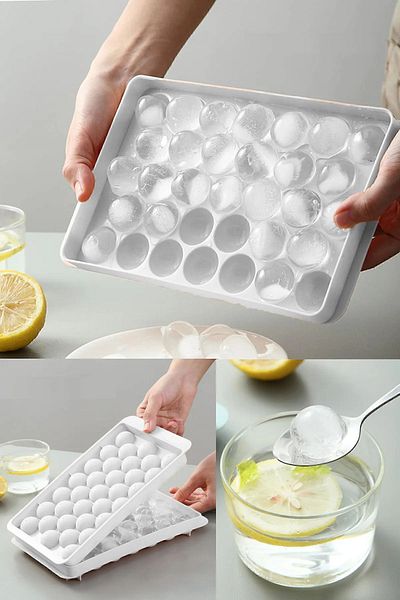 valletta Pumo White 33 Compartment Globe Ice Mold - Ice Cream and Ice Storage Effect
