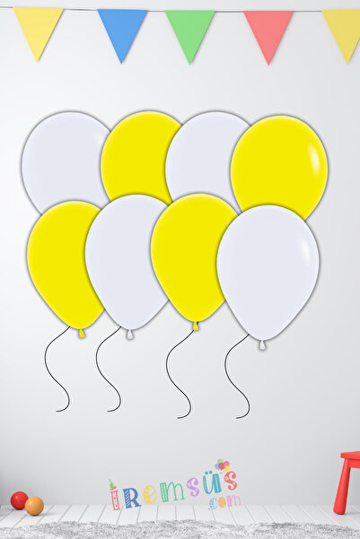 mypartyready Sarı Beyaz Pastel Ton Karışık Renk Balon 12" 10 Adet Papatya Kon...